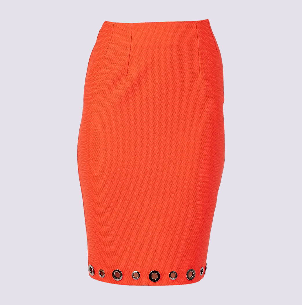 PENCIL SKIRT WITH EYELETS ON THE HEM | Esmerize Boutique